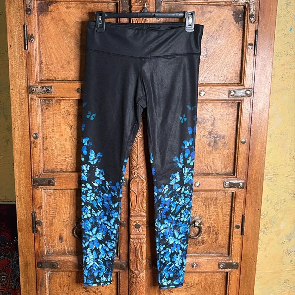 Alo Yoga Gypset Goddess Blue Butterfly Leggings Sz S